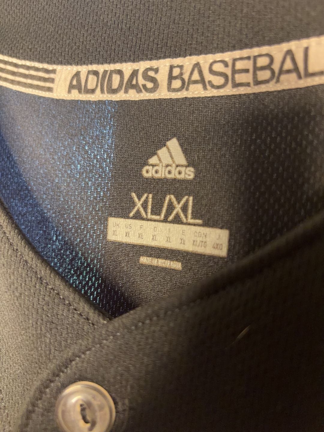 Adidas Baseball Button-Front Jersey Black Size XL 3
