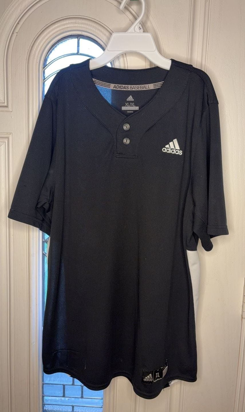 Adidas Baseball Button-Front Jersey Black Size XL 2
