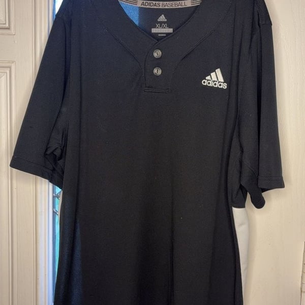 Adidas Baseball Button-Front Jersey Black Size XL