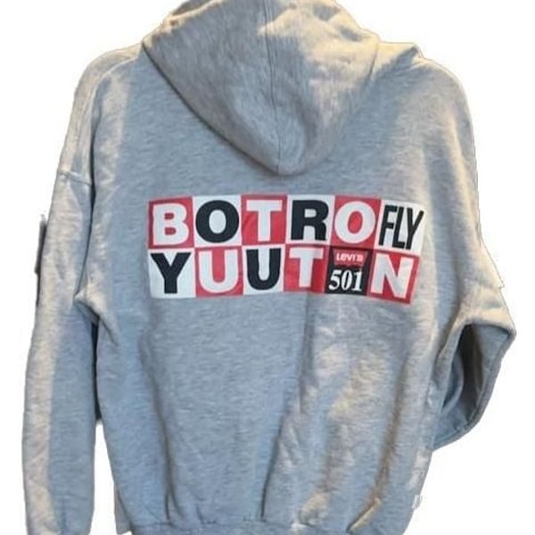 Levi's 501 Button Your Fly Graphic Hoodie Gray