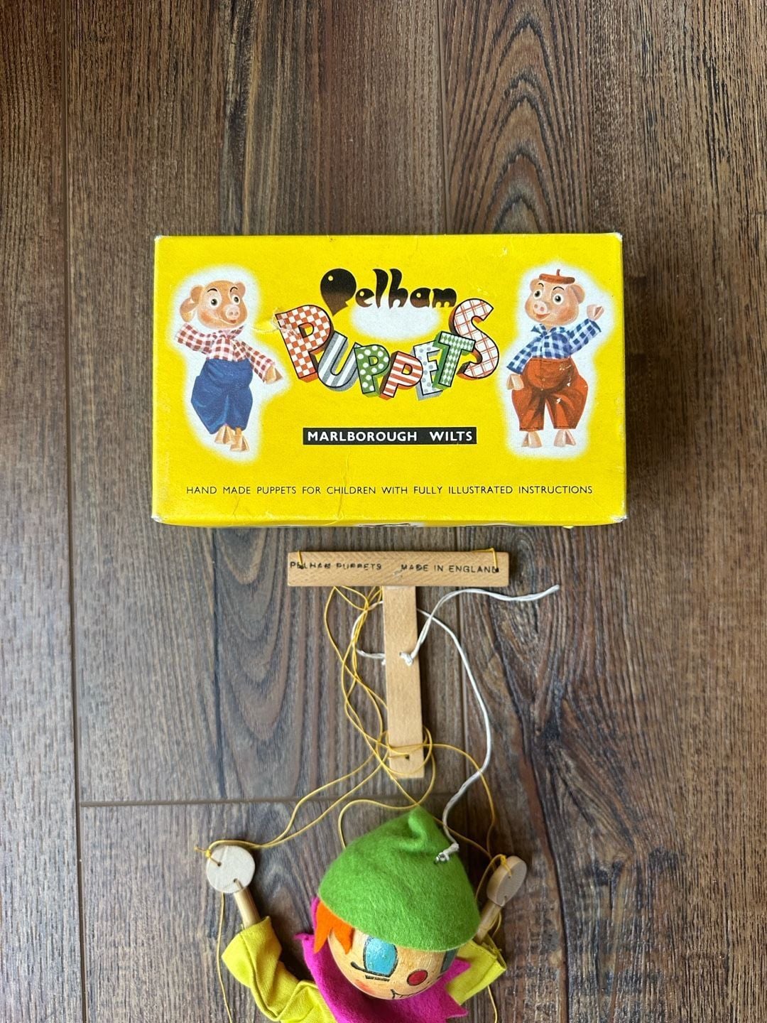 Vintage Pelham Puppets Clown Marionette with Original Box and Instructions 1
