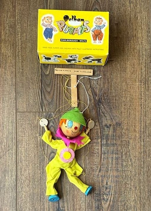 Vintage Pelham Puppets Clown Marionette with Original Box and Instructions 2