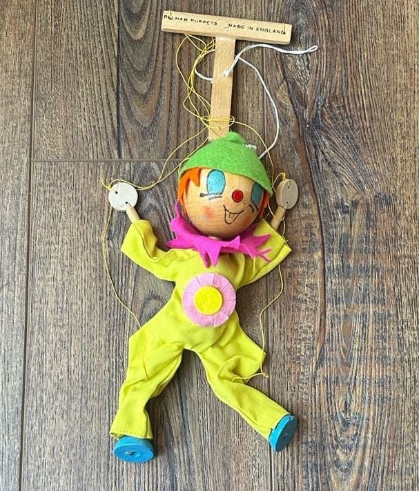 Vintage Pelham Puppets Clown Marionette with Original Box and Instructions 3