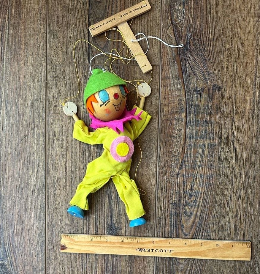Vintage Pelham Puppets Clown Marionette with Original Box and Instructions 6