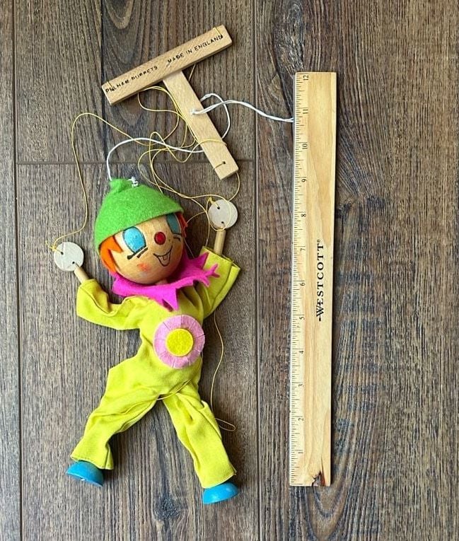 Vintage Pelham Puppets Clown Marionette with Original Box and Instructions 7