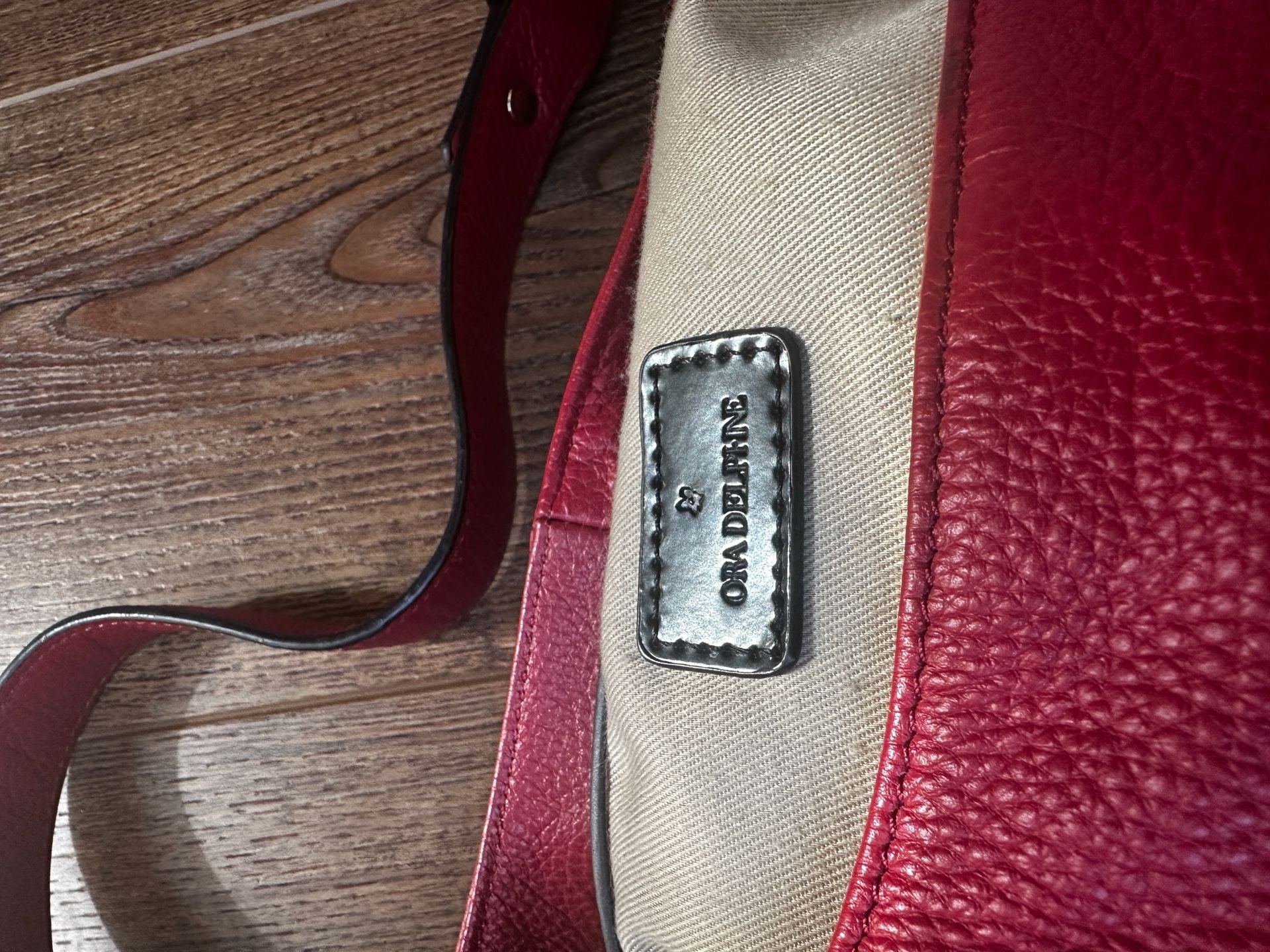 Ora Delphine Red Pebbled Leather Hobo Shoulder Bag 8