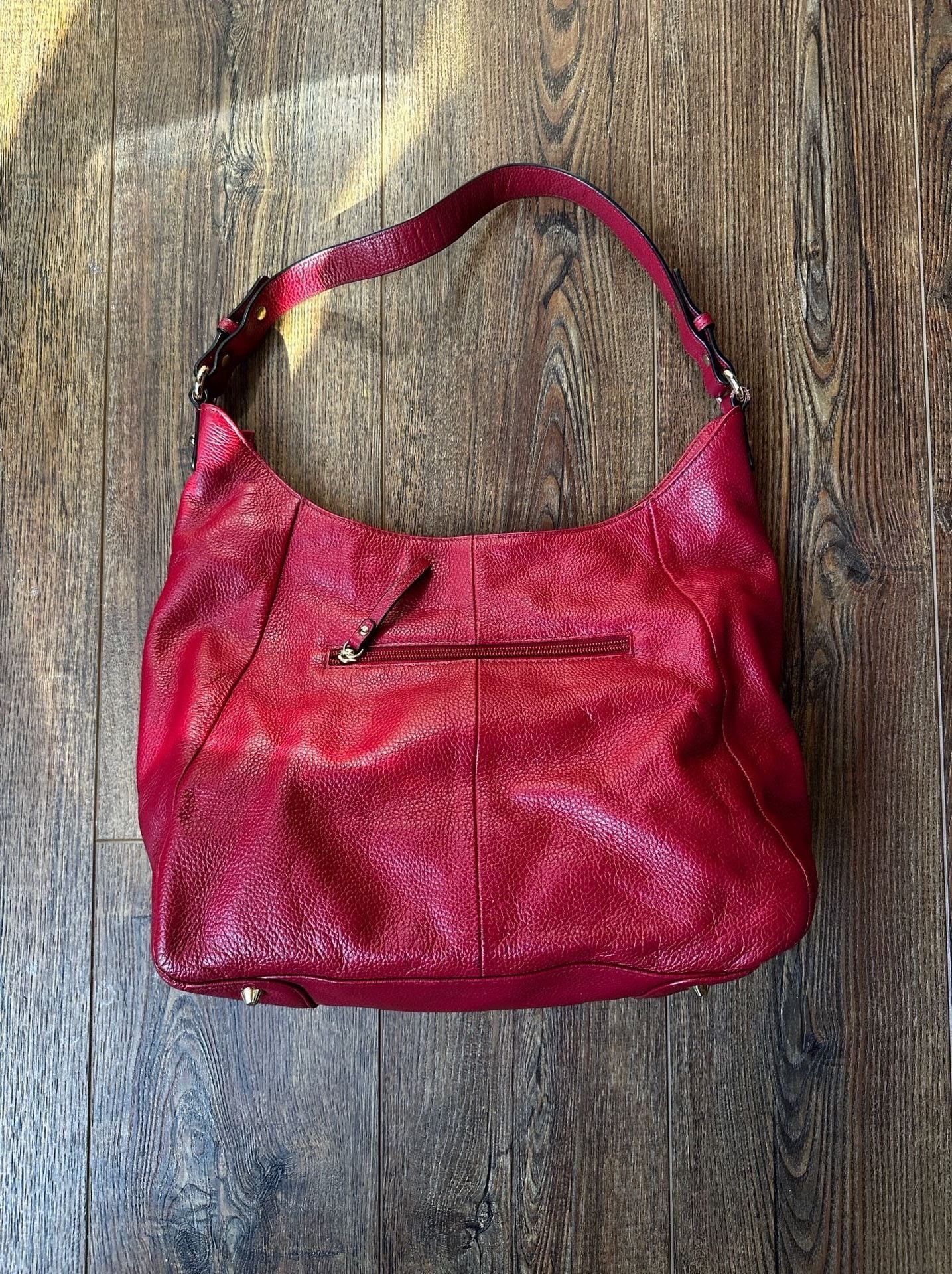 Ora Delphine Red Pebbled Leather Hobo Shoulder Bag 3