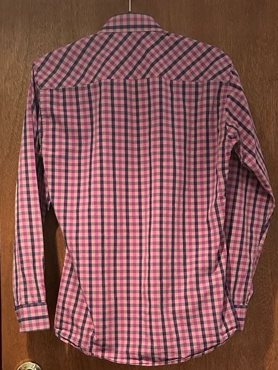 Jared Lang Men's Long Sleeve Button Down Shirt Pink Navy Plaid Size S/2 3