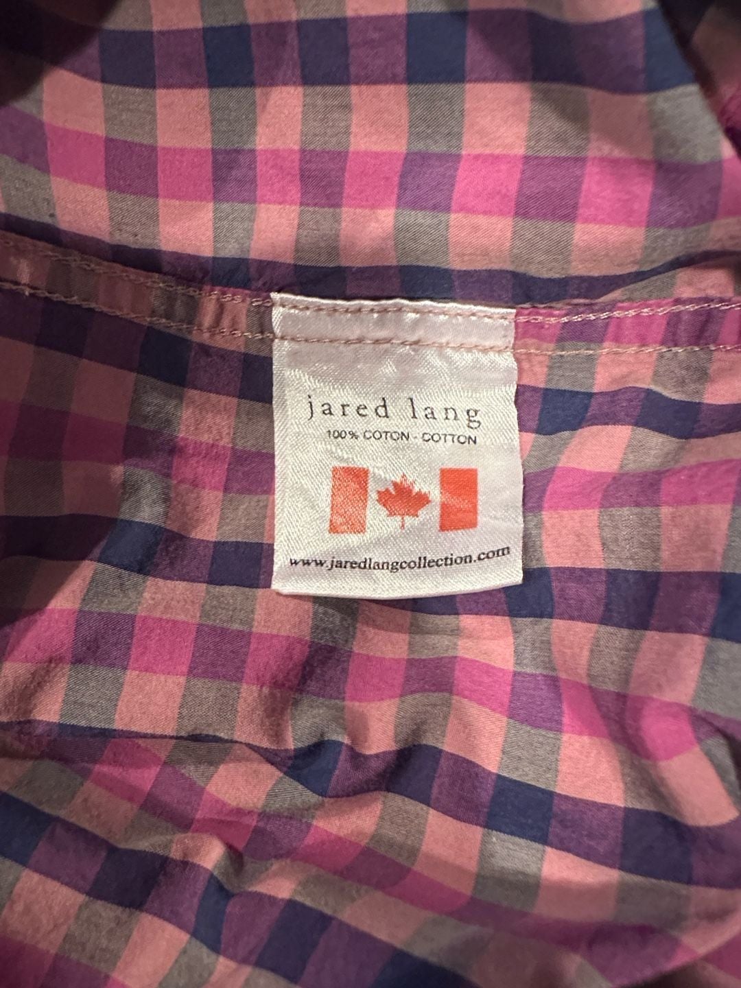 Jared Lang Men's Long Sleeve Button Down Shirt Pink Navy Plaid Size S/2 5