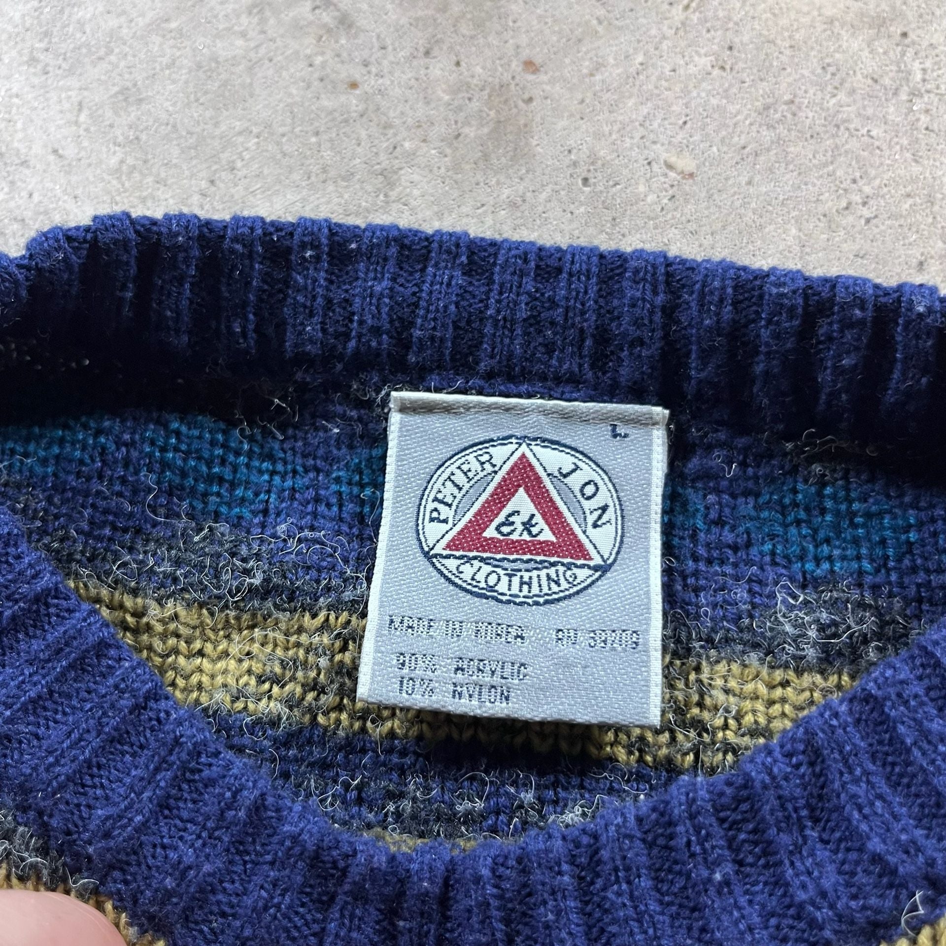Peter Jon Clothing Vintage Geometric Pattern Knit Sweater Size Large 3