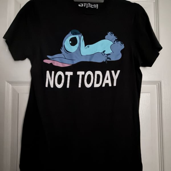 Disney Stitch Not Today Graphic T-Shirt Size S