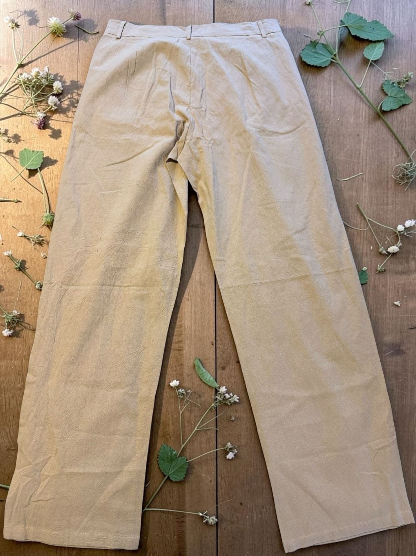 New With Tags Ouku Women's Beige Casual Wide Leg Trousers Size S 4