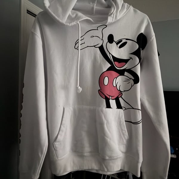 Disney Mickey Mouse White Graphic Hoodie Size M (7-9)