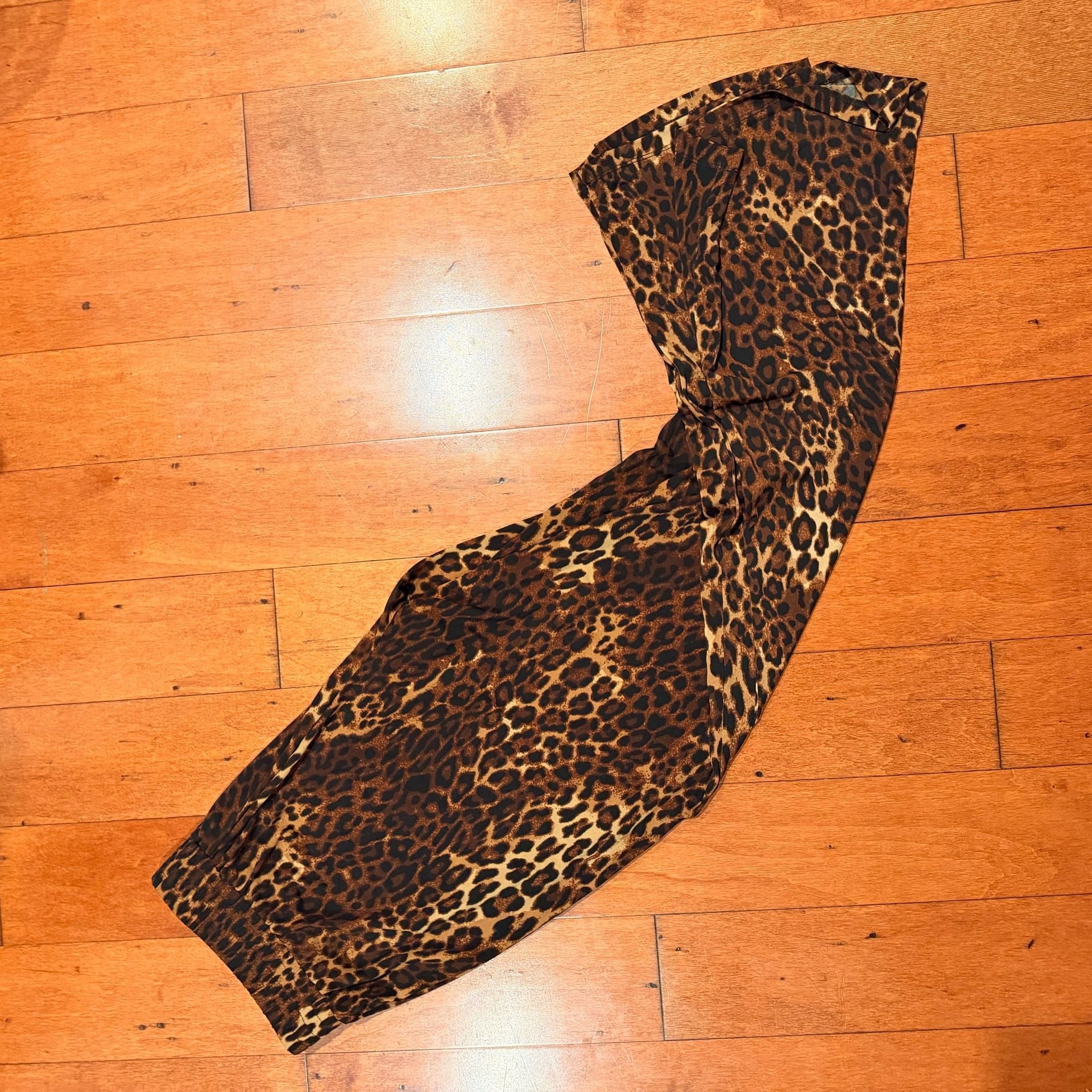 IMAN Global Chic Leopard Print Wide Leg Pants Size L Long 2