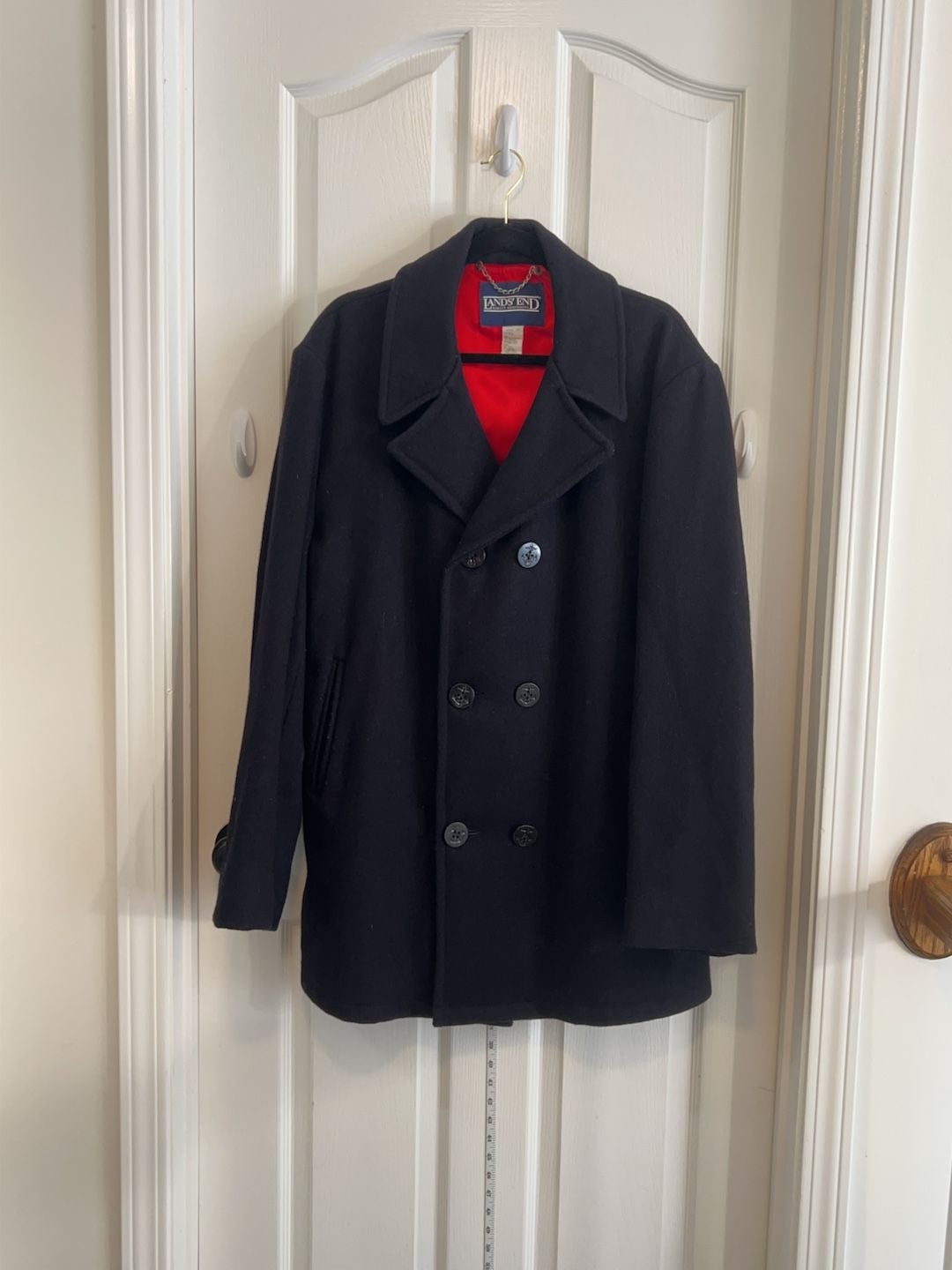 Lands End Vintage Wool Peacoat Mens 44L USA Made Navy Military Coat 2