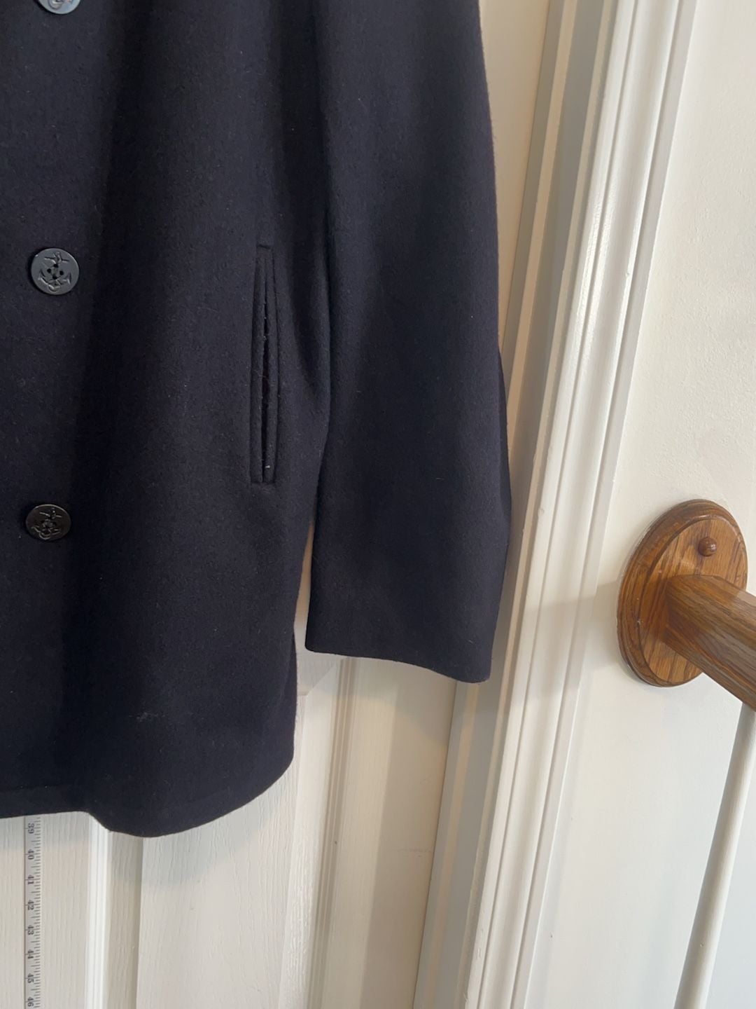 Lands End Vintage Wool Peacoat Mens 44L USA Made Navy Military Coat 5