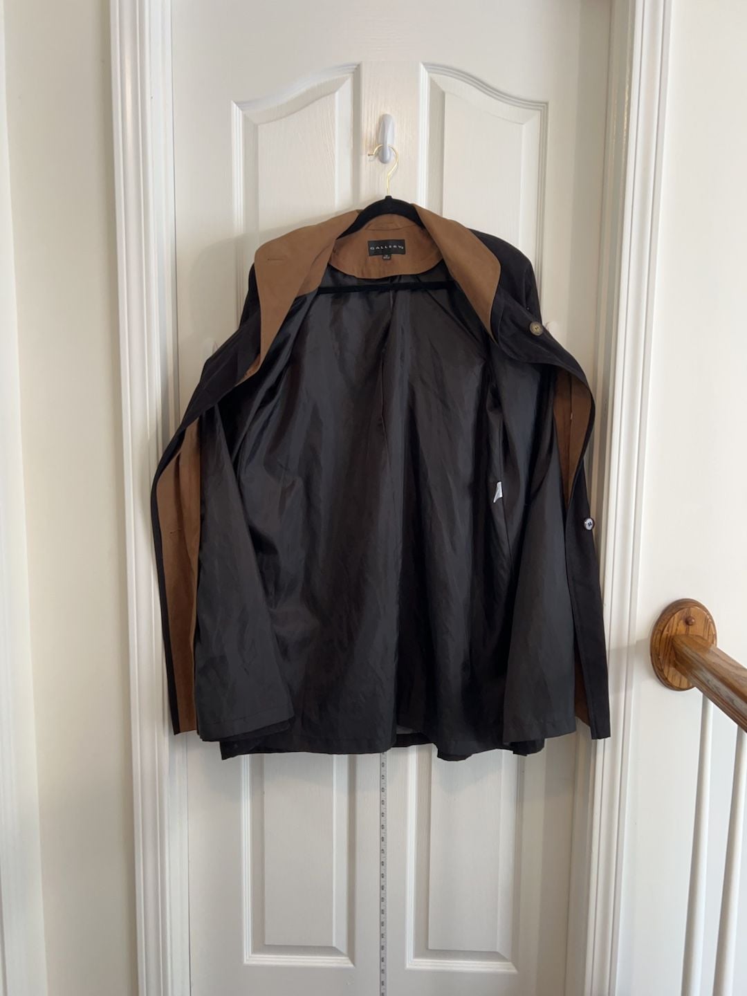 Vintage Gallery Black Swing Coat Womens M Faux Suede Collar Minimalist Jacket 8