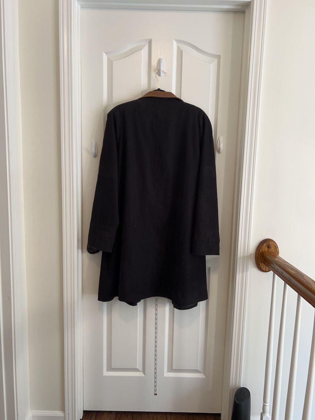 Vintage Gallery Black Swing Coat Womens M Faux Suede Collar Minimalist Jacket 10