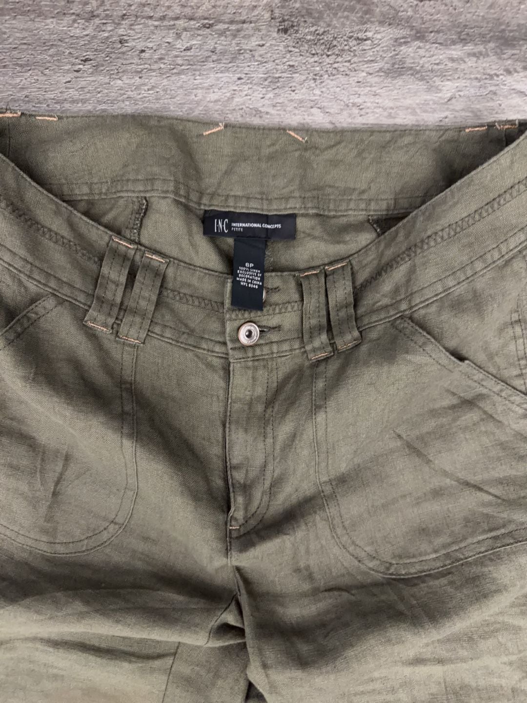 INC International Concepts 100% Linen Embellished Capri Pants Size 6P 2