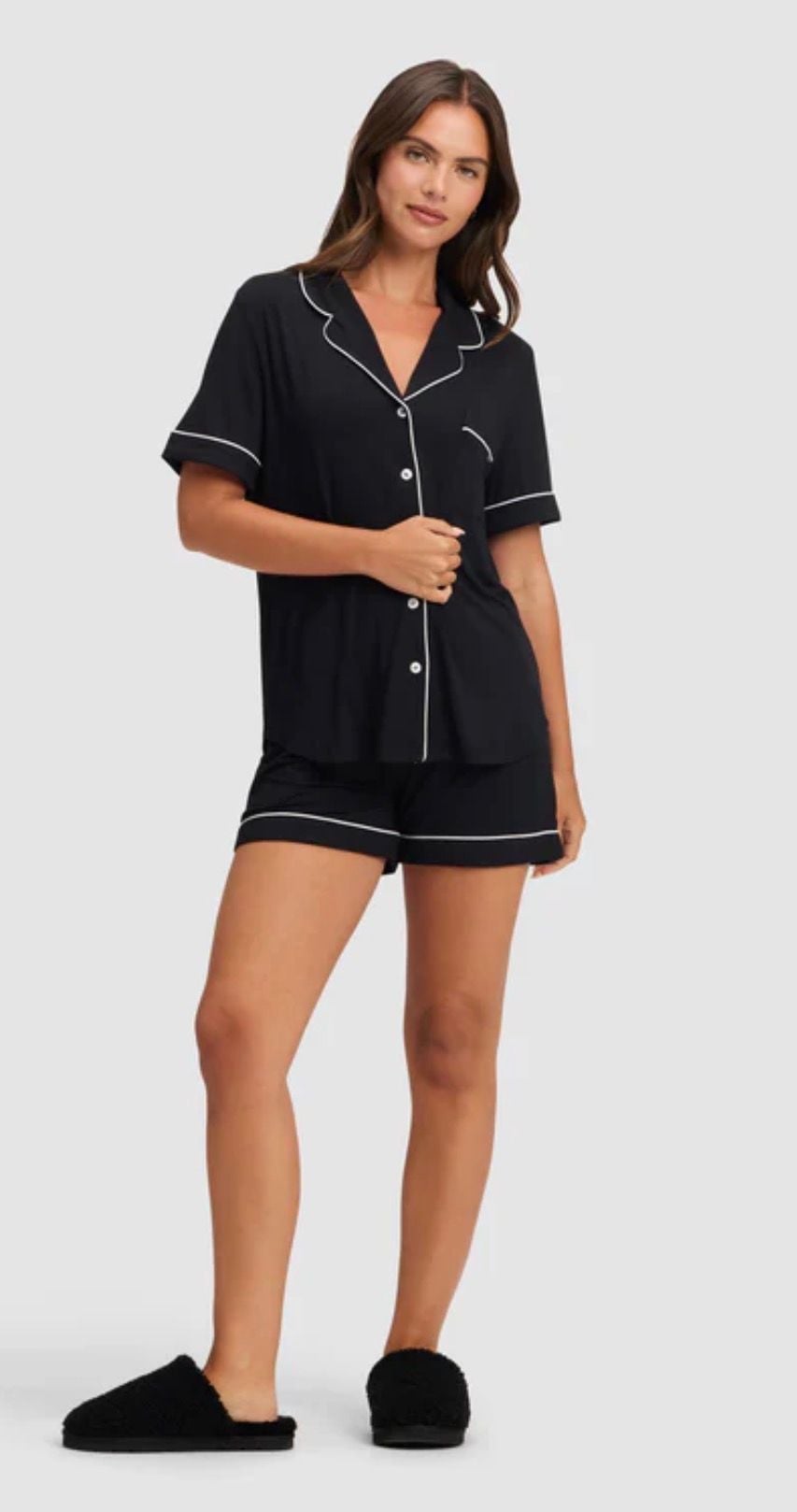 Cozy Earth Women's Bamboo Classic Short Sleeve Pajama Set Black Size XS 1