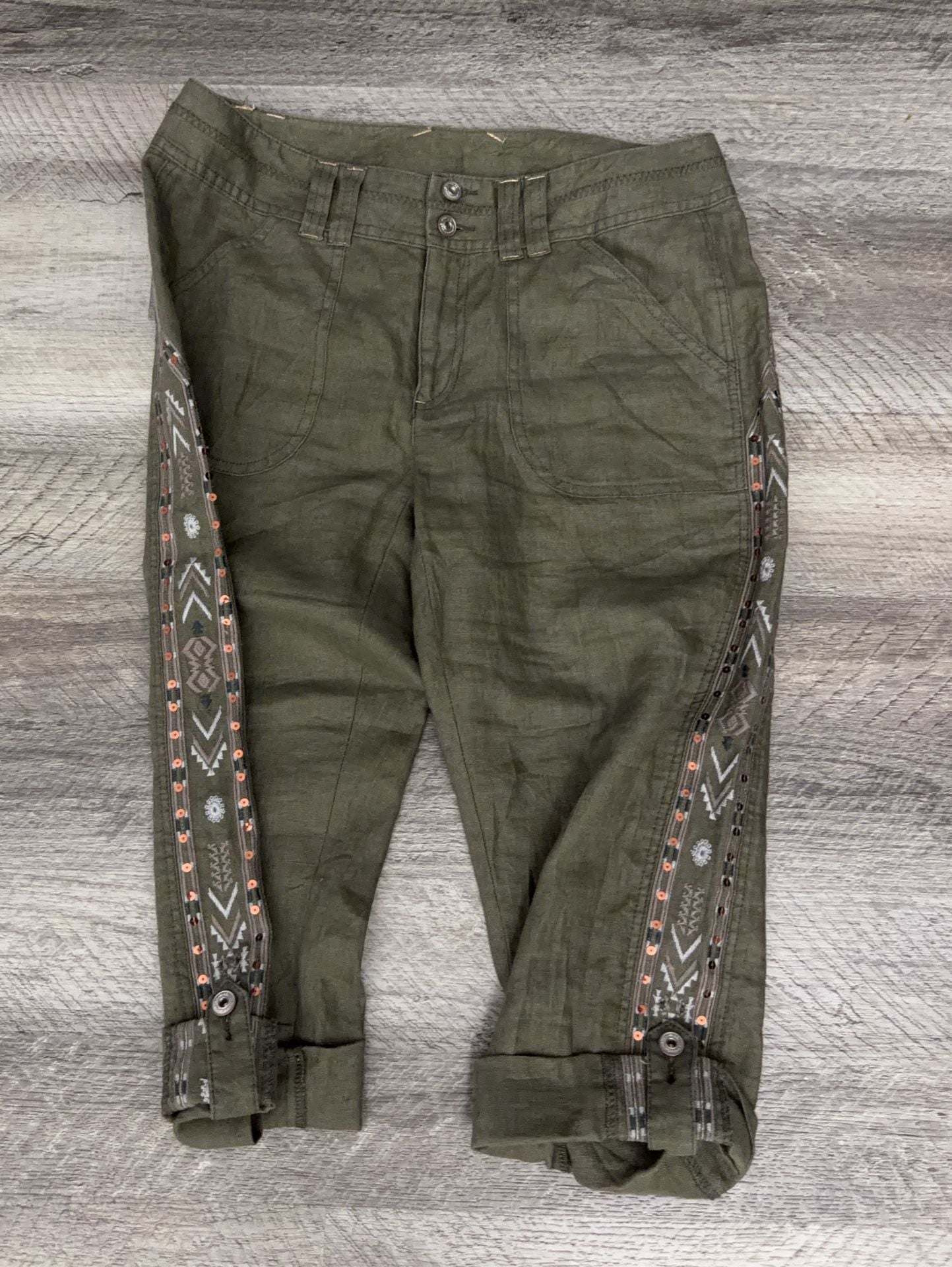 INC International Concepts 100% Linen Embellished Capri Pants Size 6P 4