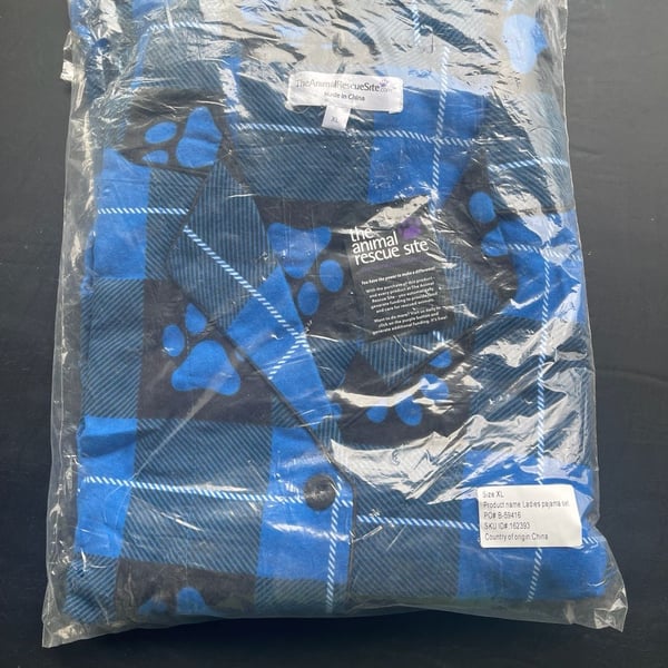The Animal Rescue Site Ladies Plaid Paw Print Pajama Set Size XL