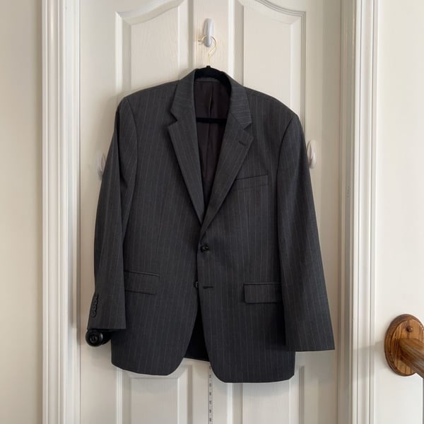 Lauren Ralph Lauren Mens 100% Wool Pinstripe Blazer Gray Sport Coat.