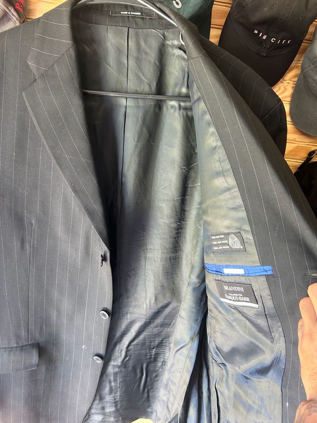 Brandini Tailored for Famous-Barr Pure New Wool Pinstripe Blazer 5