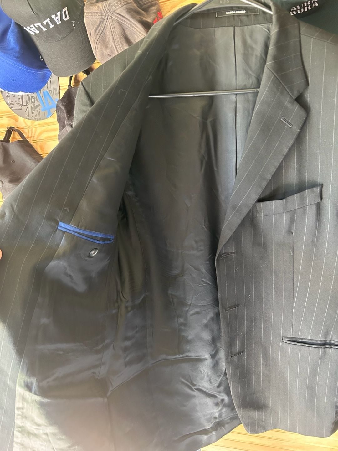 Brandini Tailored for Famous-Barr Pure New Wool Pinstripe Blazer 7