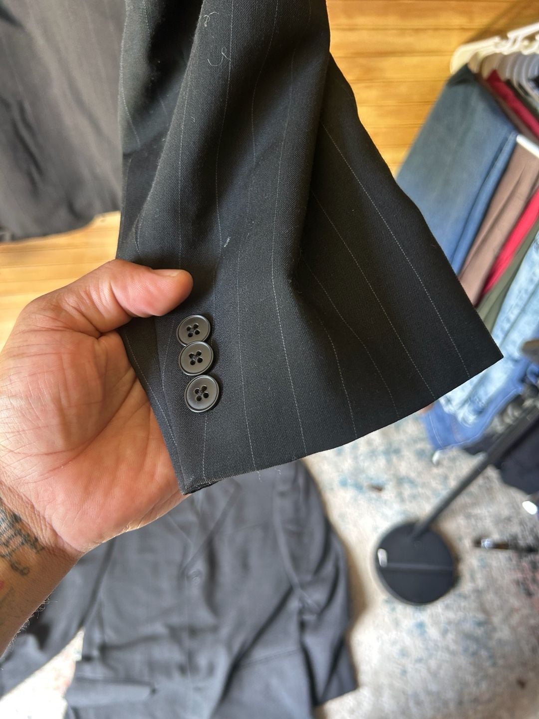 Brandini Tailored for Famous-Barr Pure New Wool Pinstripe Blazer 9