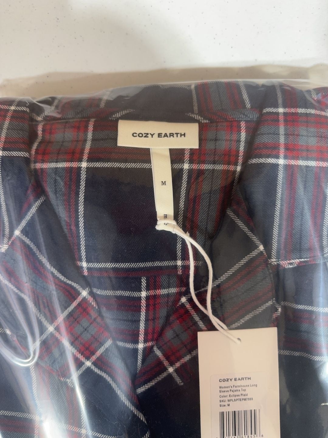 Cozy Earth Women's Farmhouse Long Sleeve Pajama Top Eclipse Plaid Size M 4