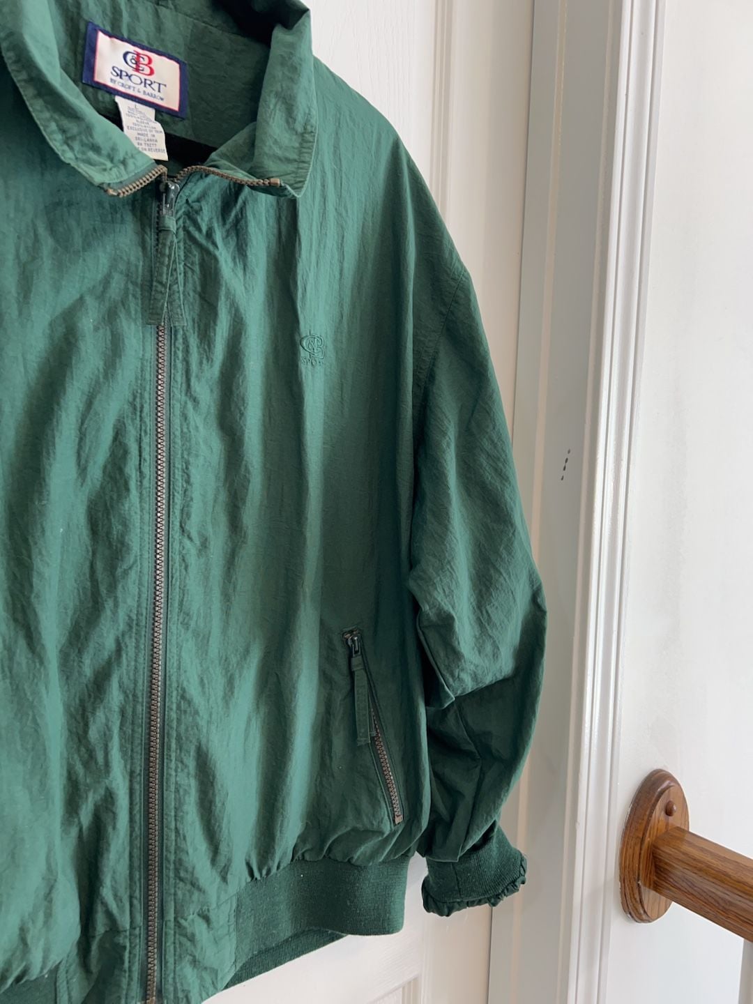 CB Sport by Croft & Barrow vintage Green Nylon Bomber jacket men’s large 4