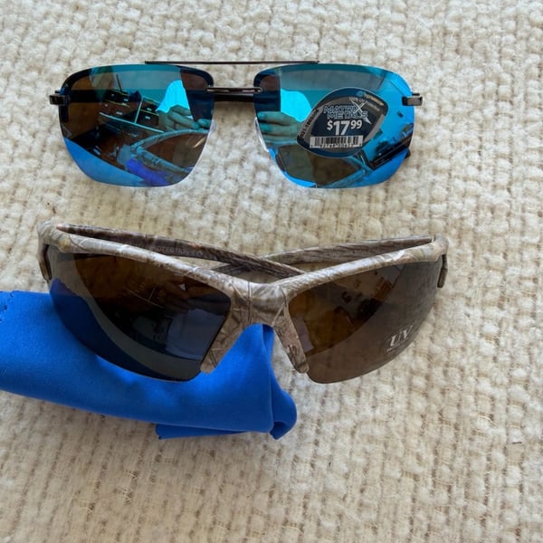 2 Sunglasses with Blue Mirror Lenses or Camo