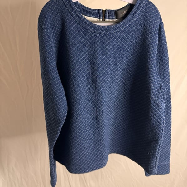 J.Crew Quilted Blue Cotton Sweatshirt Size S