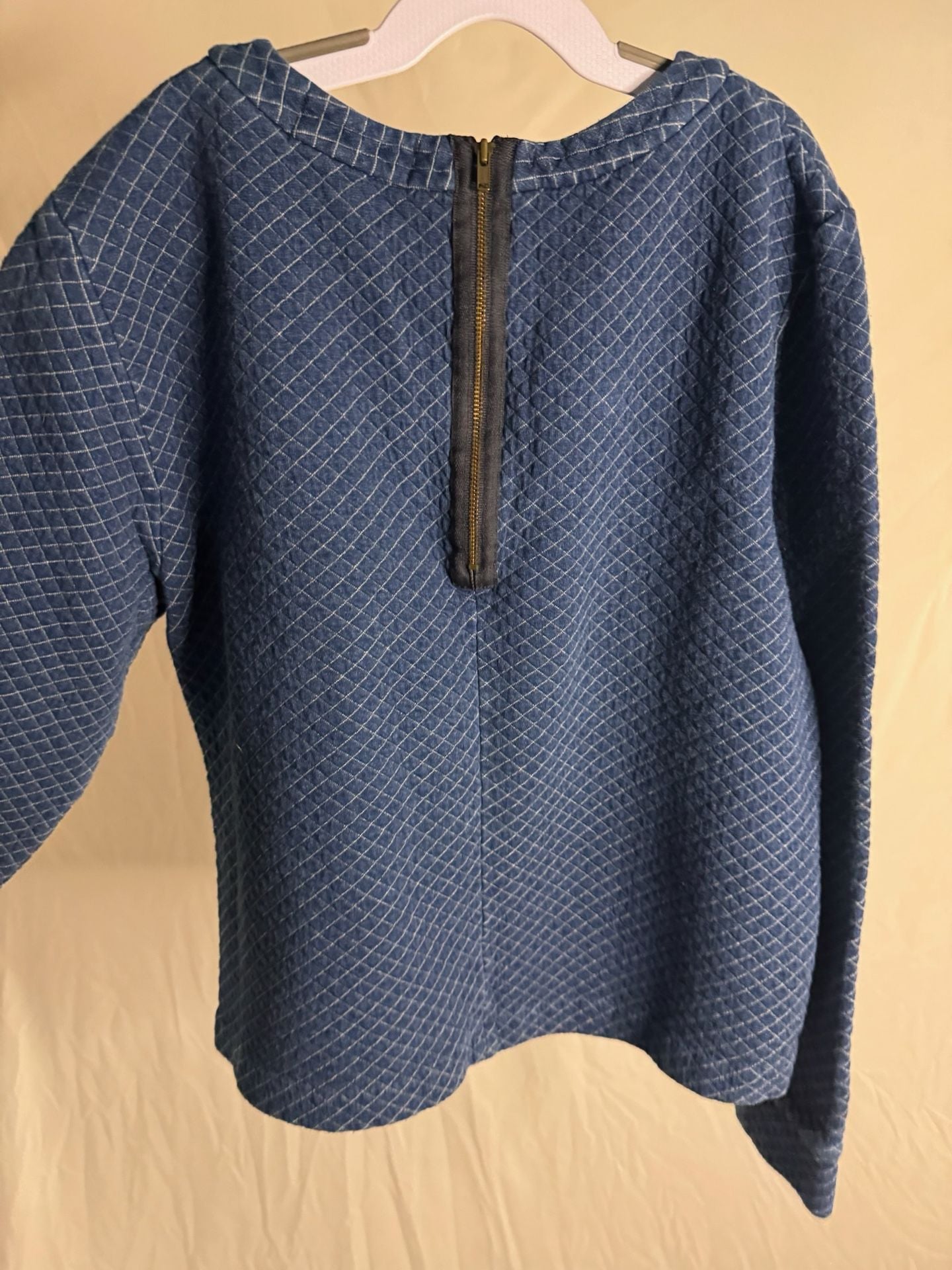 J.Crew Quilted Blue Cotton Sweatshirt Size S 3