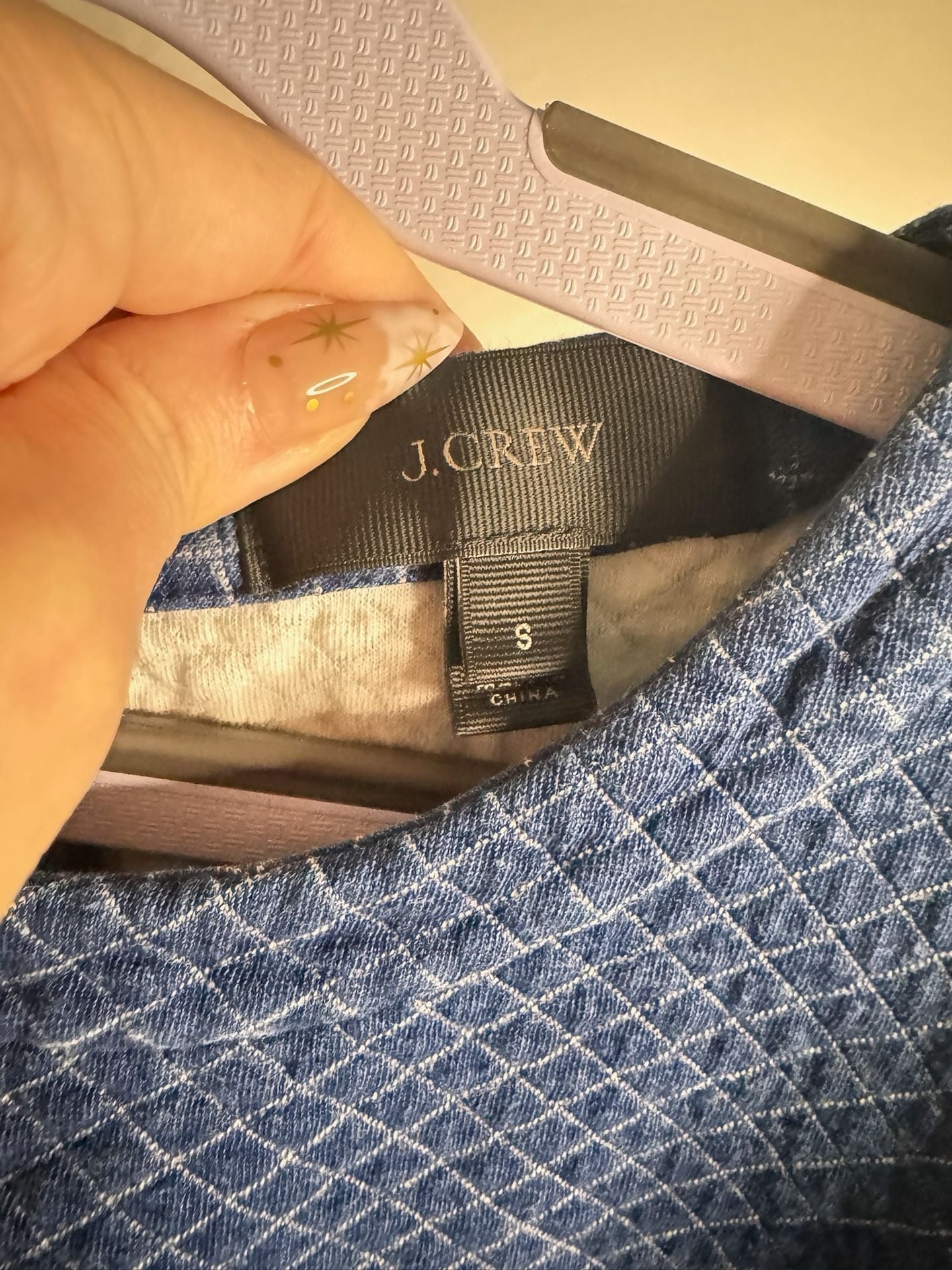 J.Crew Quilted Blue Cotton Sweatshirt Size S 4