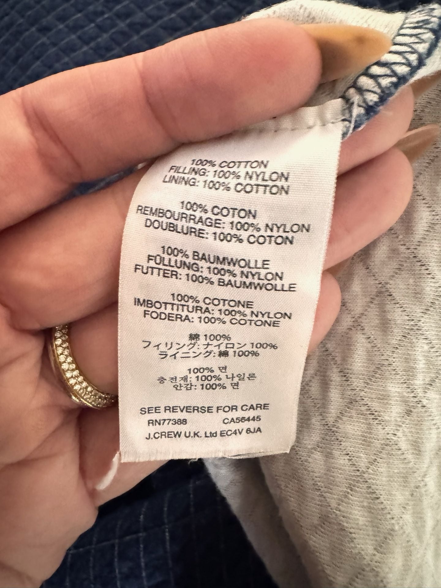 J.Crew Quilted Blue Cotton Sweatshirt Size S 5