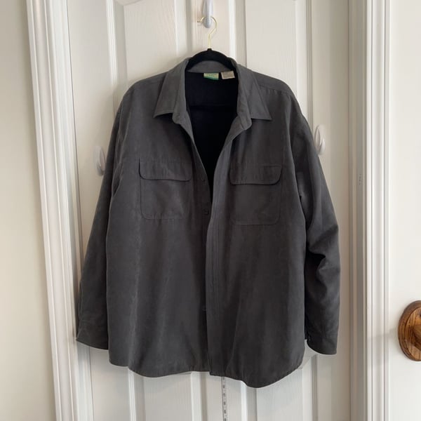 Ozark Trail Vintage Men's XL Fleece Lined Suede-Look Button Down Shirt Jacket