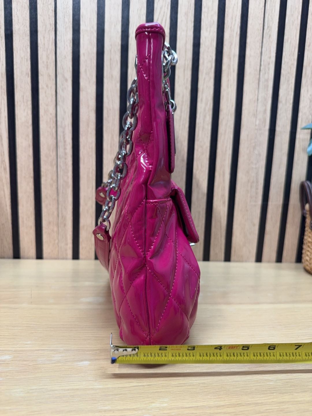 Coach Quilted Patent Leather Chain Shoulder Bag Pink 13