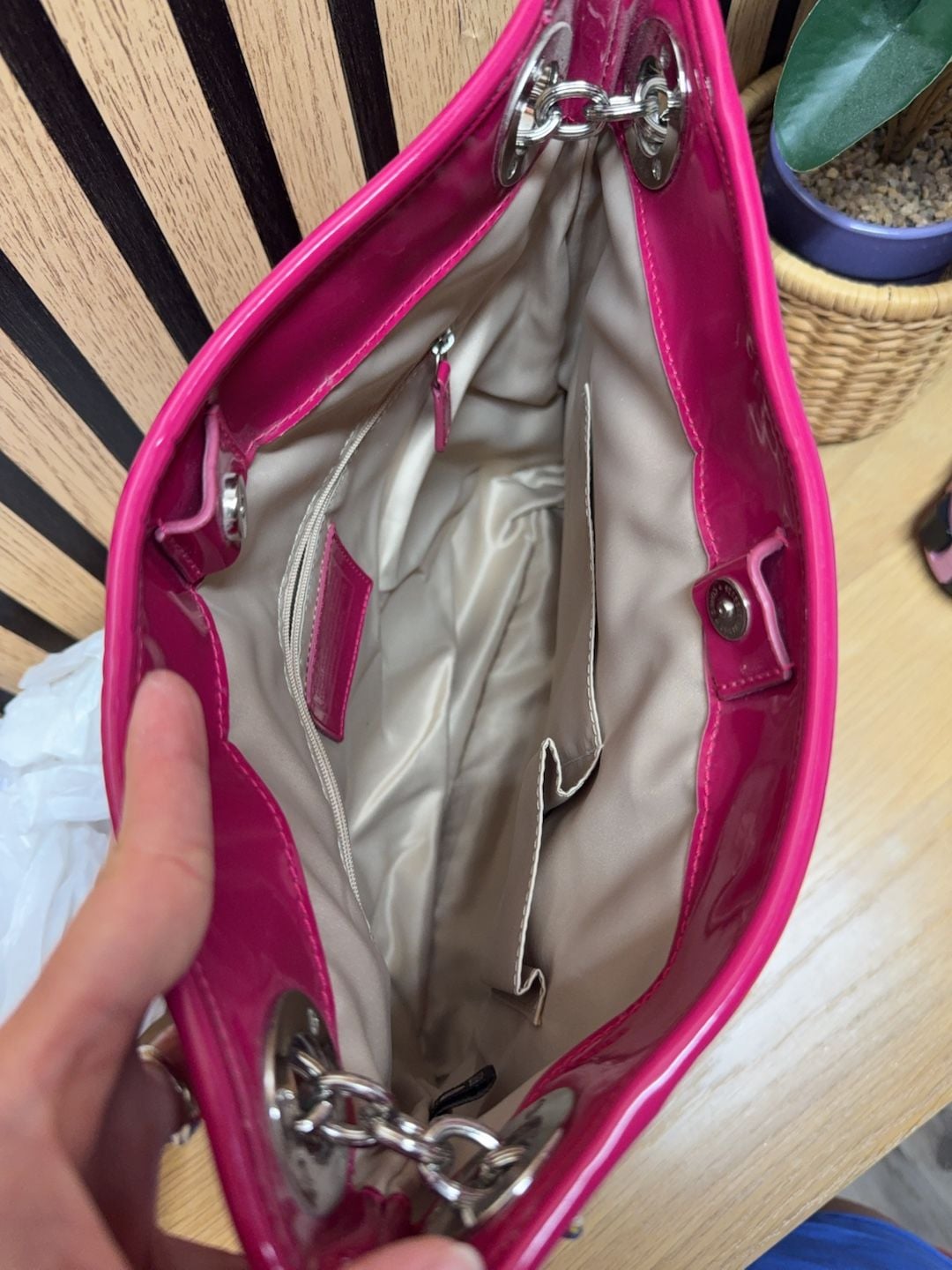 Coach Quilted Patent Leather Chain Shoulder Bag Pink 15