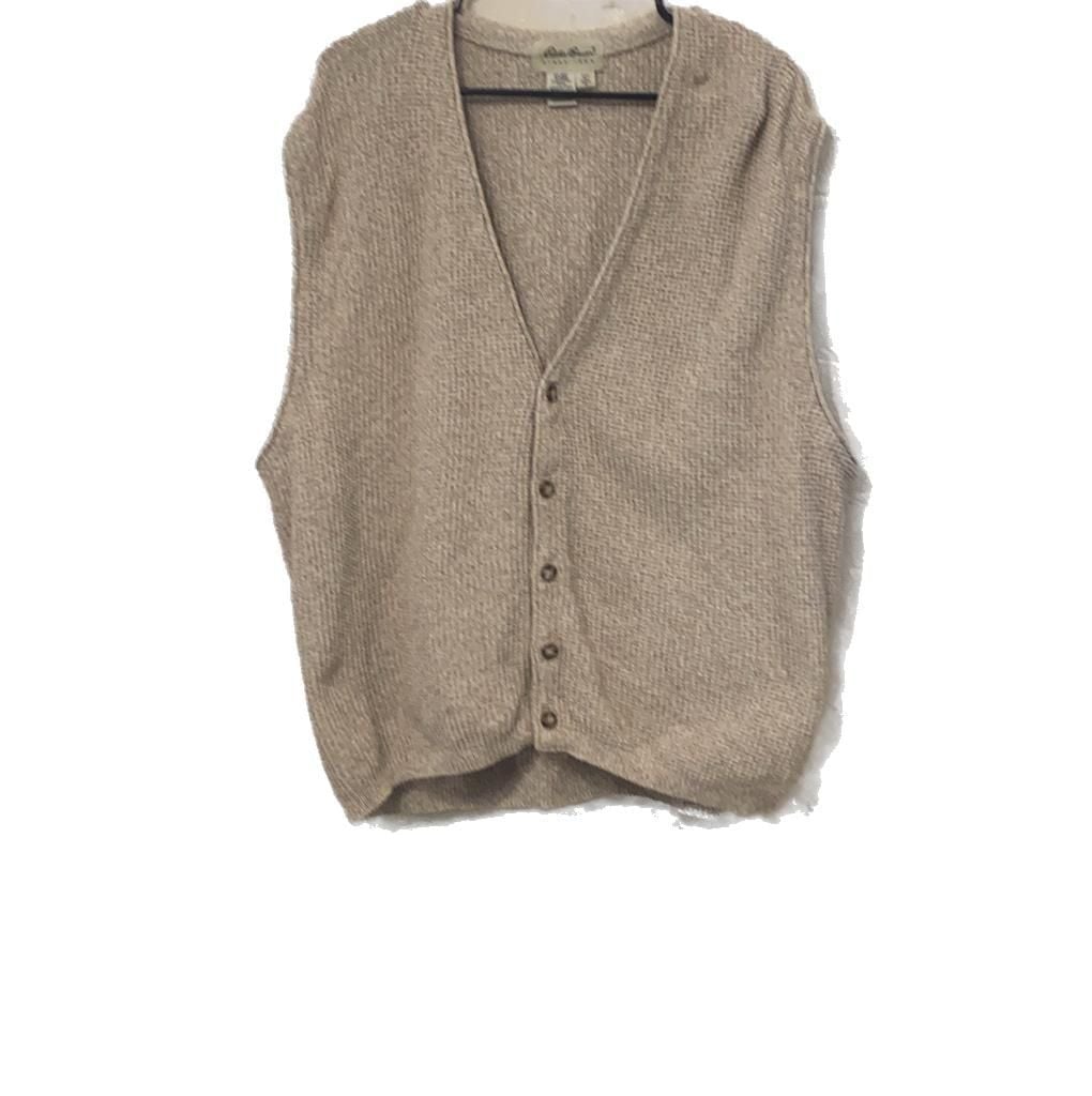 Eddie Bauer Men's XL 100% Cotton Knit Open Front Vest Made in USA 2