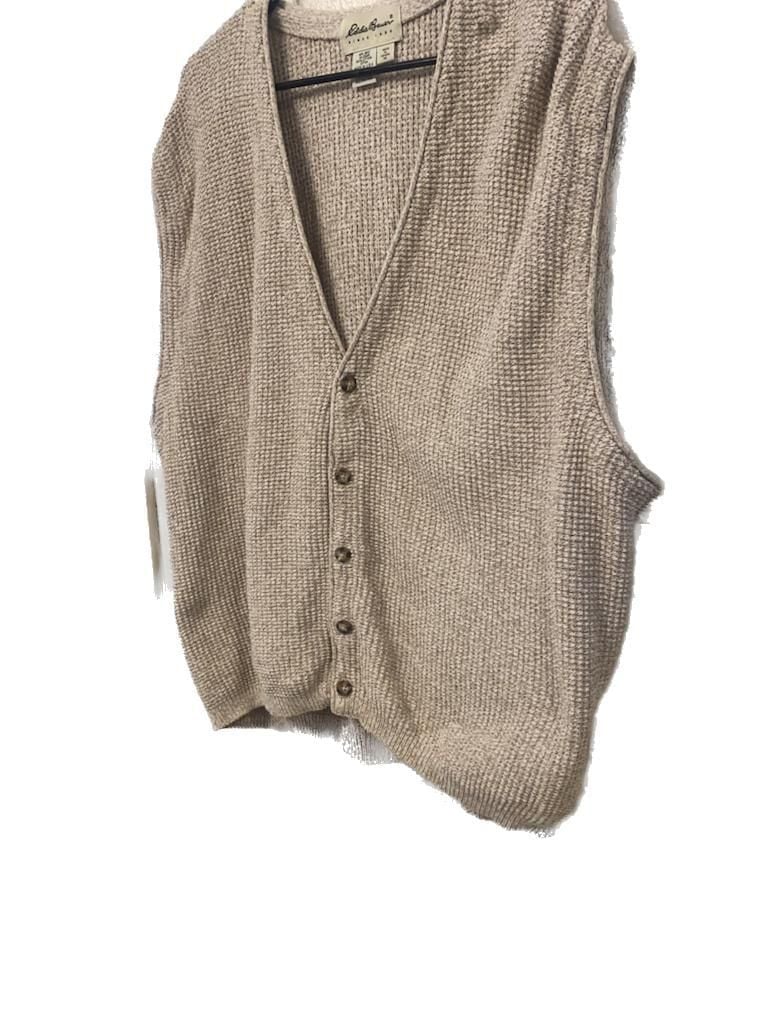 Eddie Bauer Men's XL 100% Cotton Knit Open Front Vest Made in USA 3