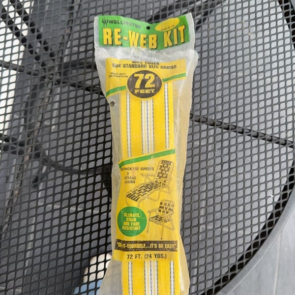 Wellington Re-Web Kit 72 Feet Yellow and White Striped Patio Furniture Webbing