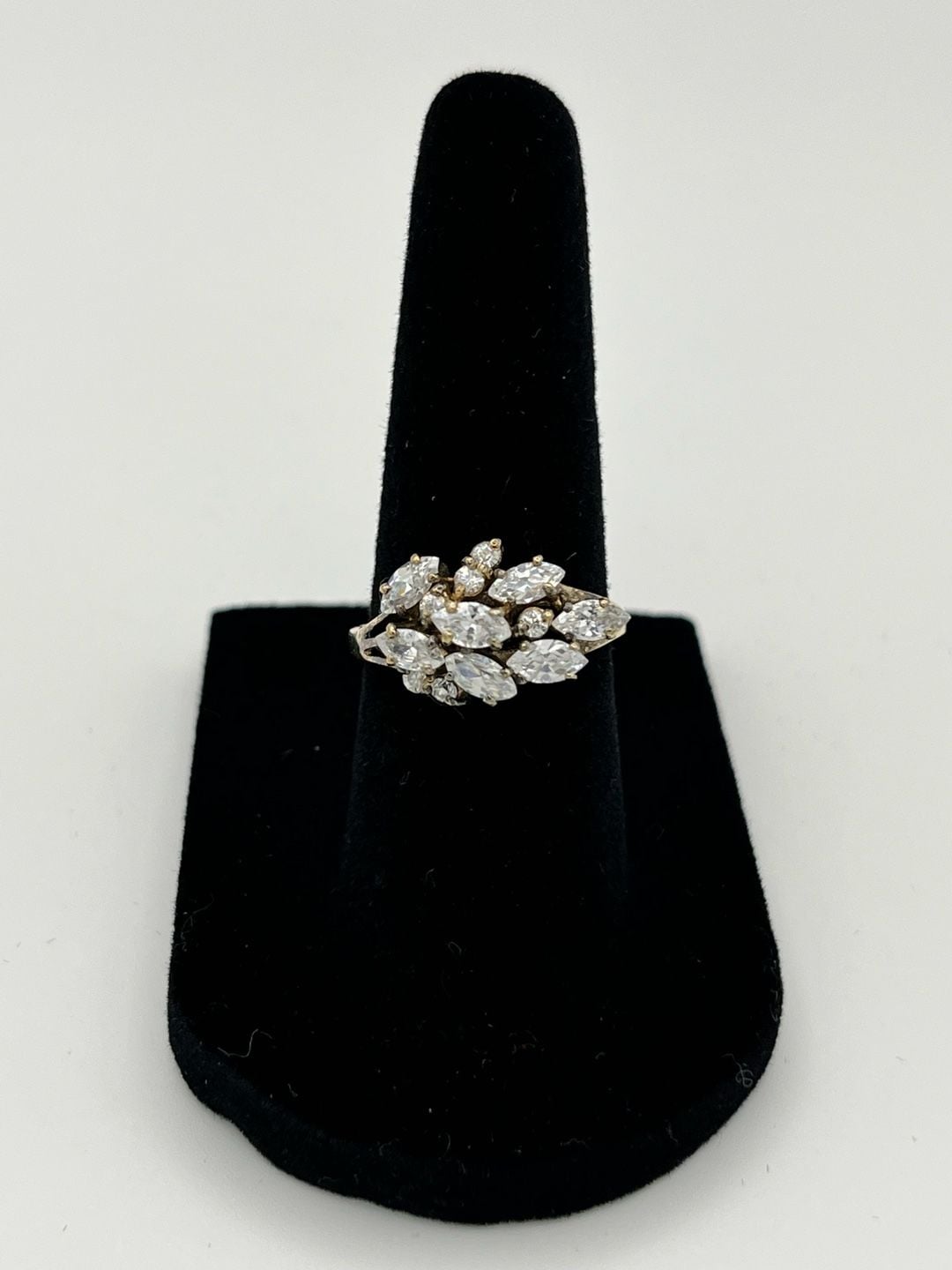 Marquise Cut Cluster Statement Ring in Gold Tone 3