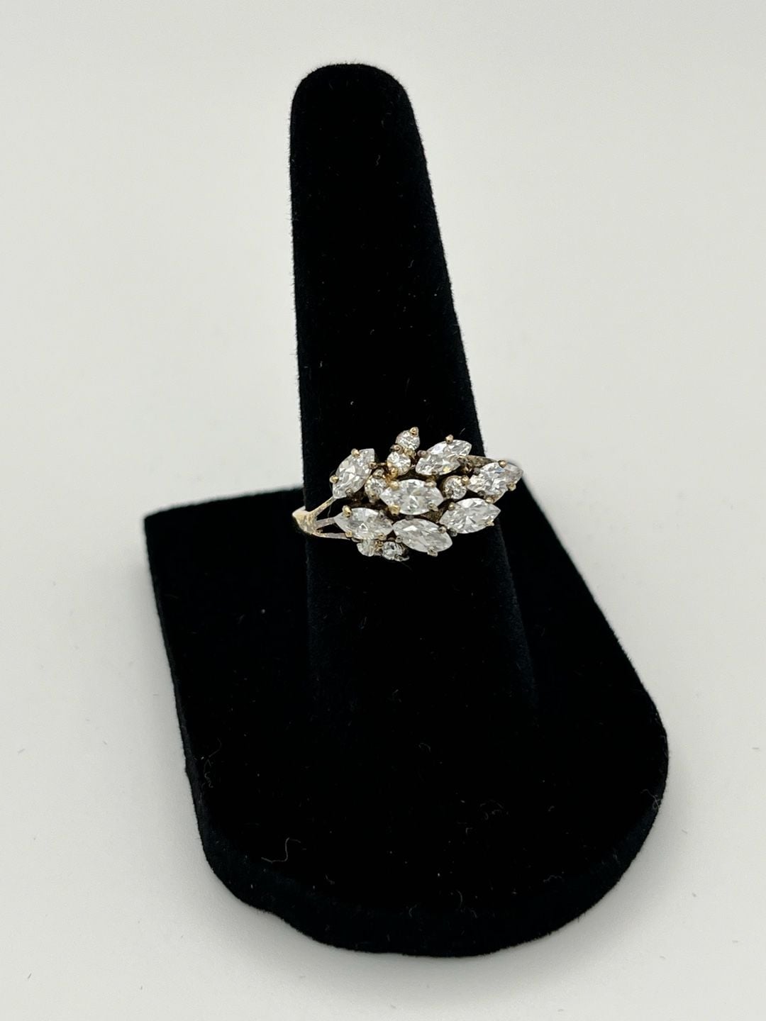 Marquise Cut Cluster Statement Ring in Gold Tone 4
