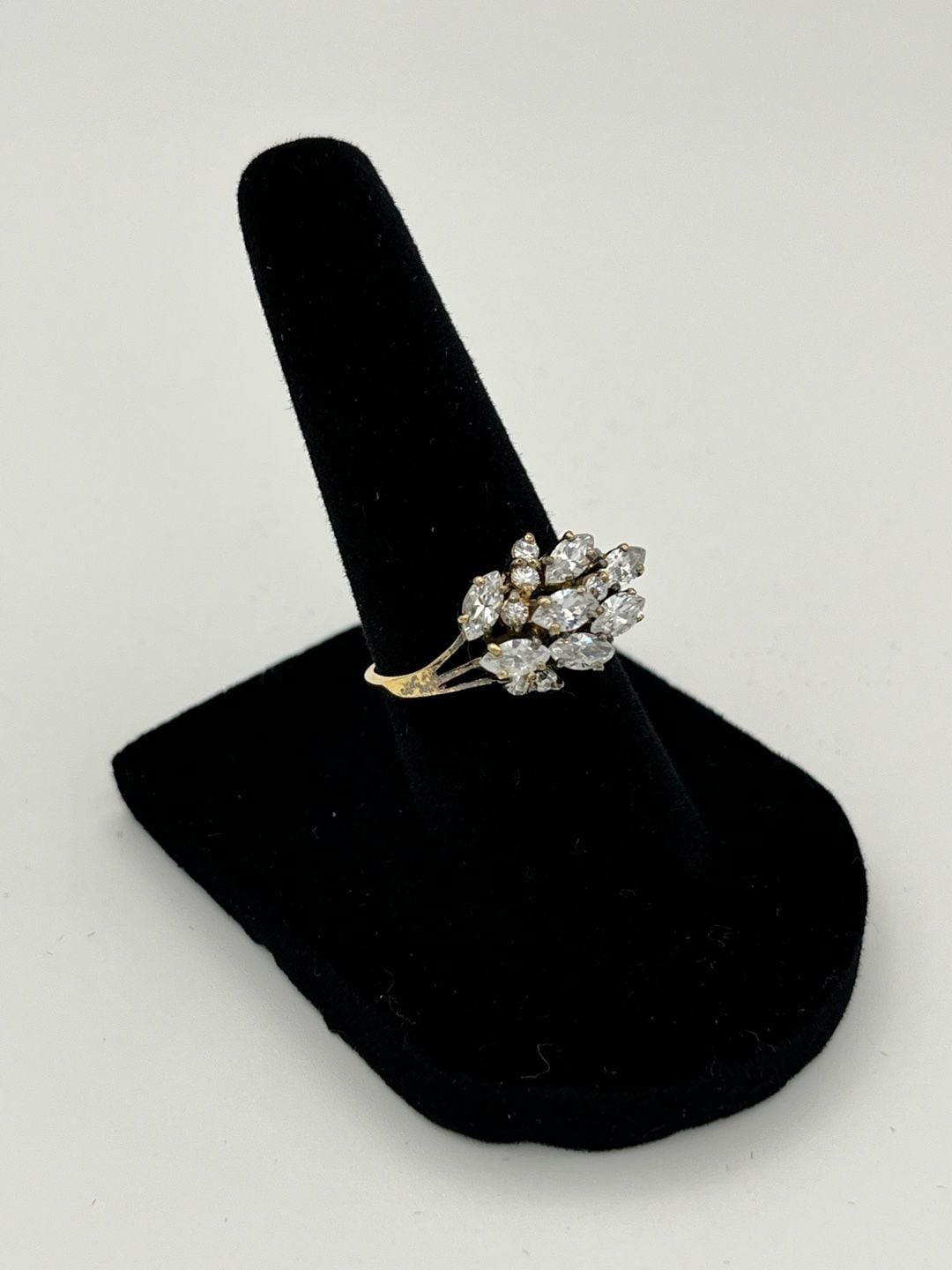 Marquise Cut Cluster Statement Ring in Gold Tone 5