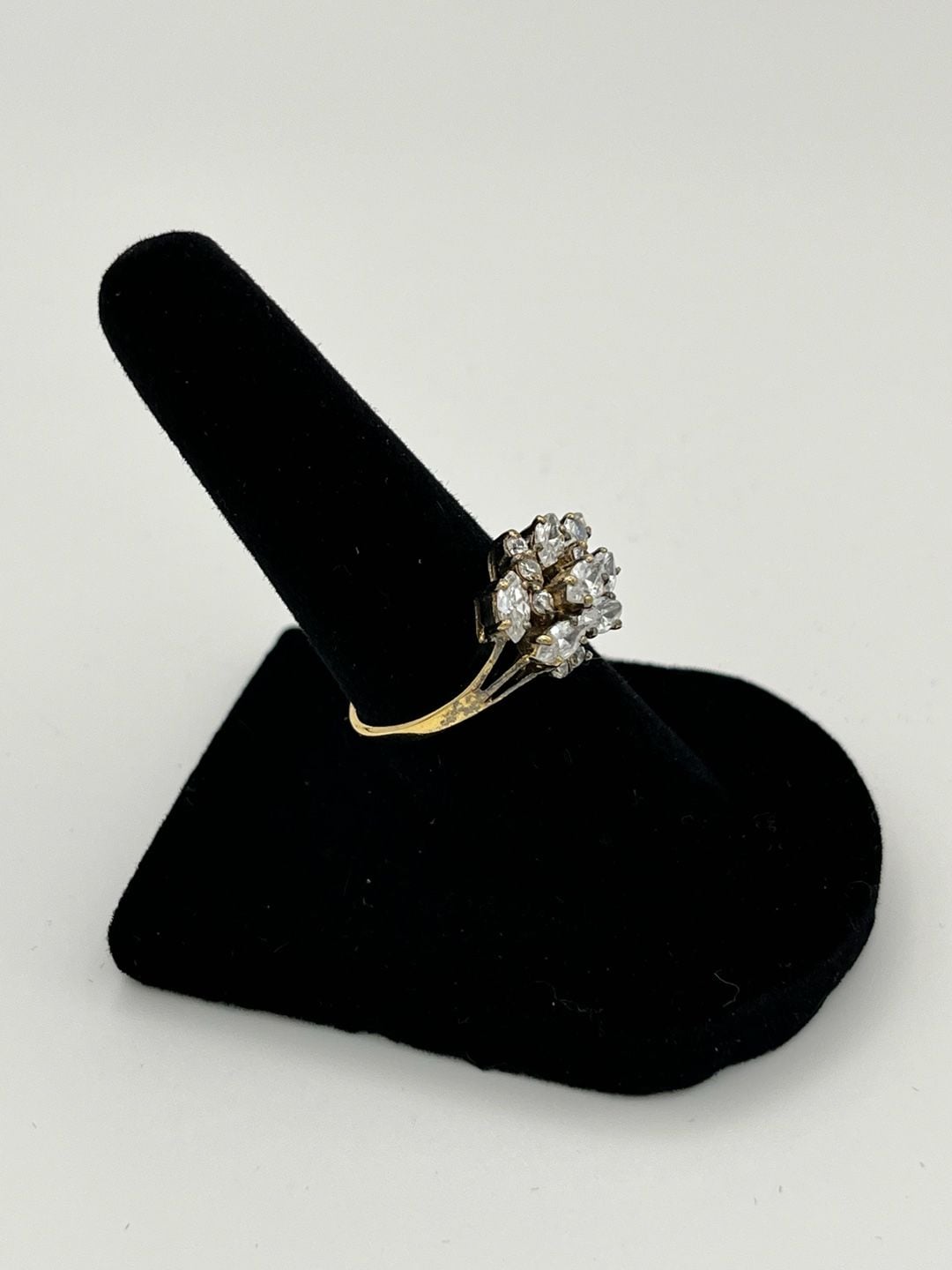 Marquise Cut Cluster Statement Ring in Gold Tone 6