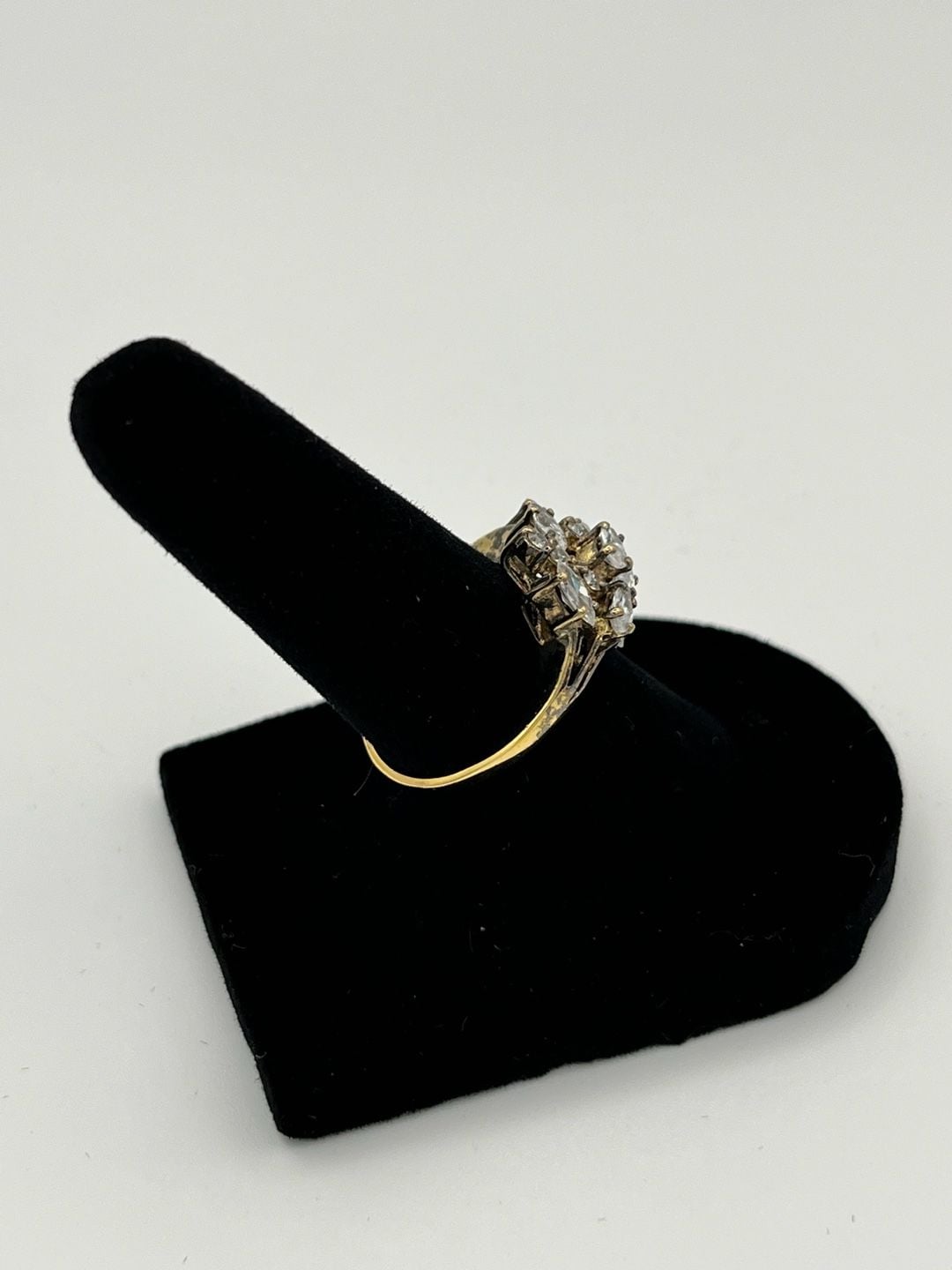 Marquise Cut Cluster Statement Ring in Gold Tone 7