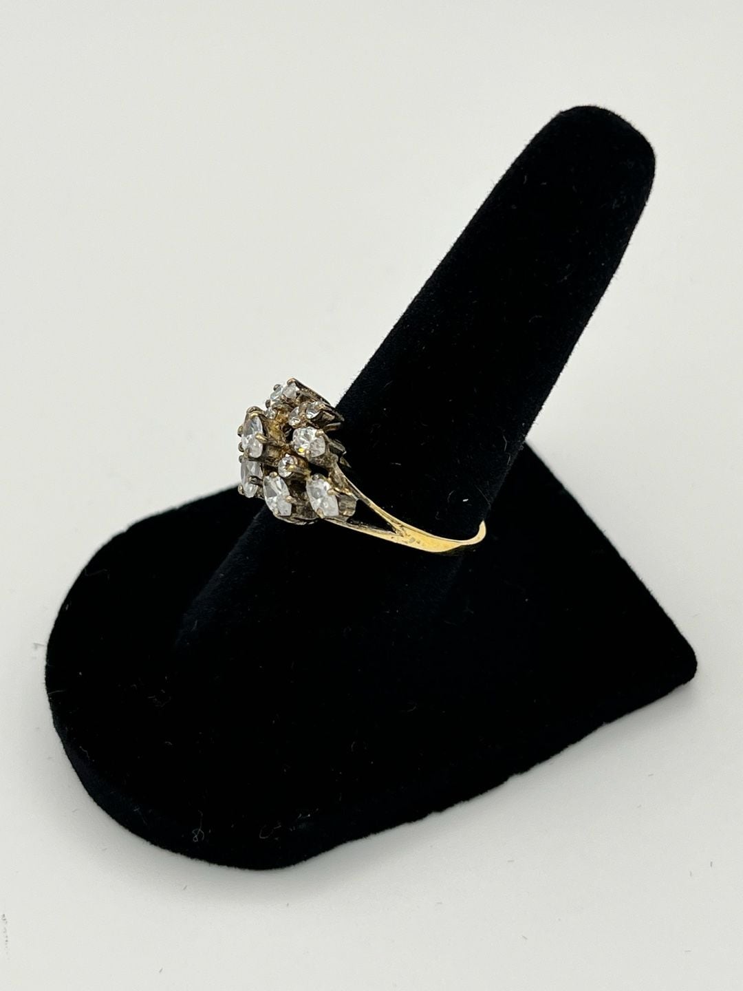 Marquise Cut Cluster Statement Ring in Gold Tone 11