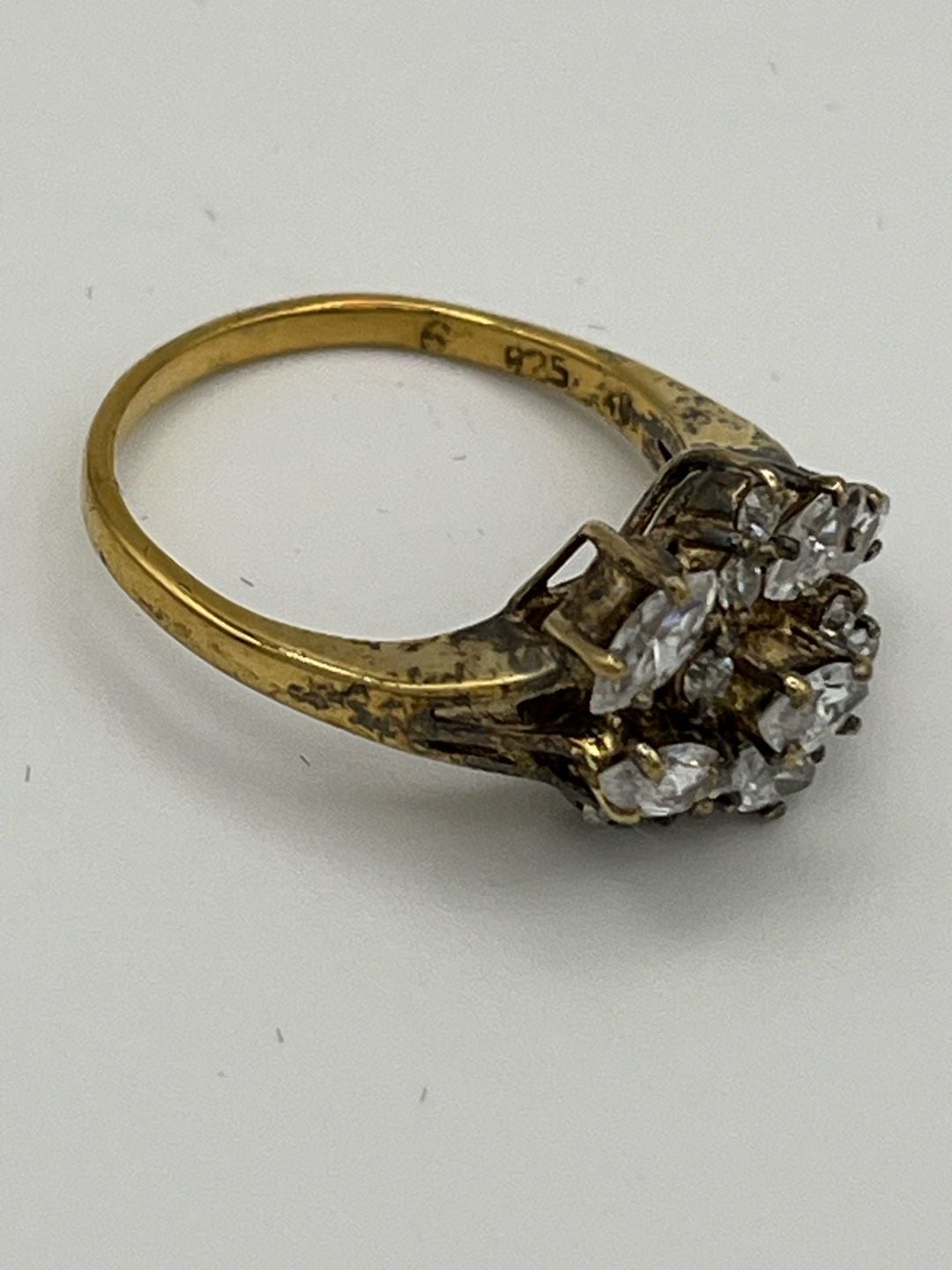 Marquise Cut Cluster Statement Ring in Gold Tone 13